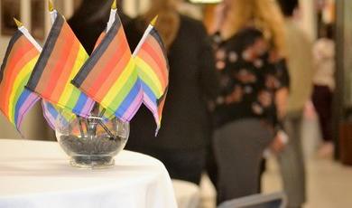 LGBTQ+活动上展示的彩虹旗